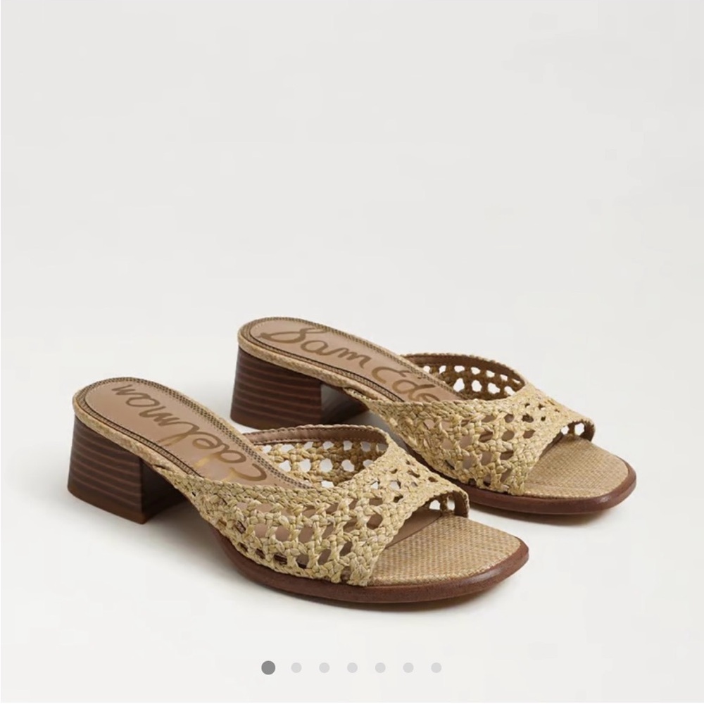 Sam Edelman Fynn Beige Woven Slide Mule Sandals